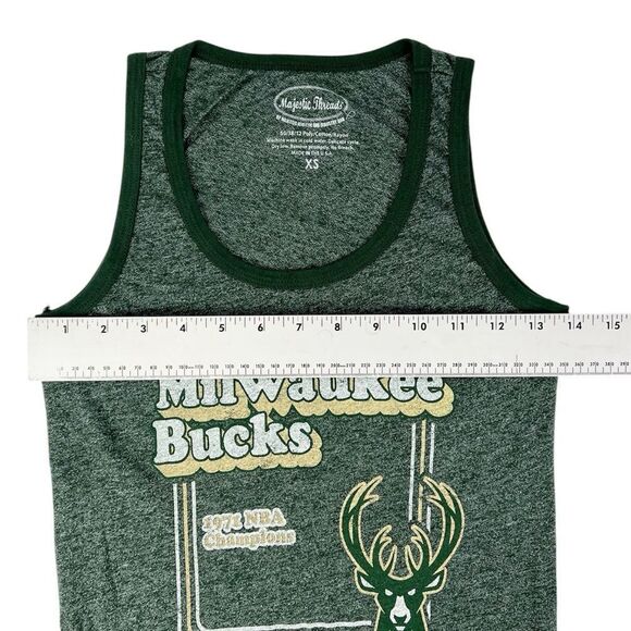 Majestic Women’s NBA Milwaukee Bucks Green Throwback 1971 Champions Tank Top XS - Picture 4 of 6